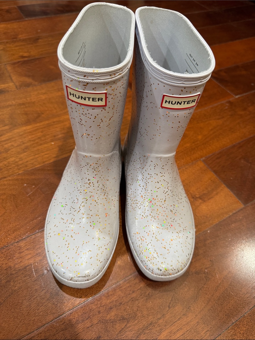 Hunter Kids baby blue Glitter Splash Rain Boots
